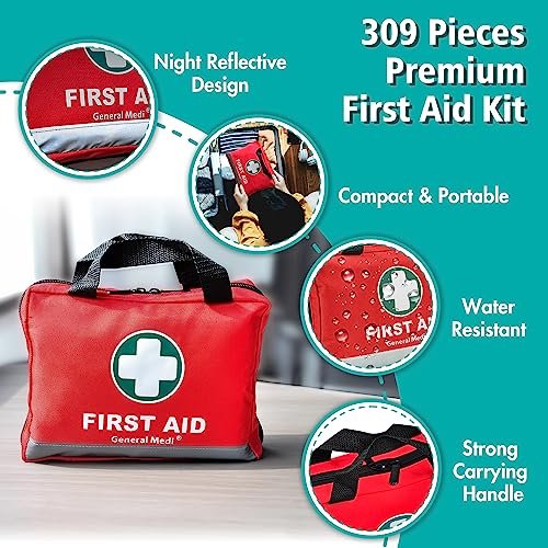 General Medi 309-Piece Reflective First Aid Kit for All Needs